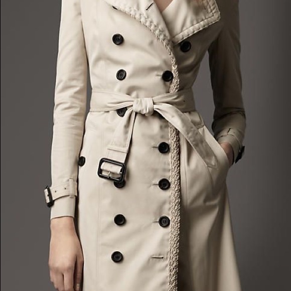 Burberry Gabardine rope trim trench coat